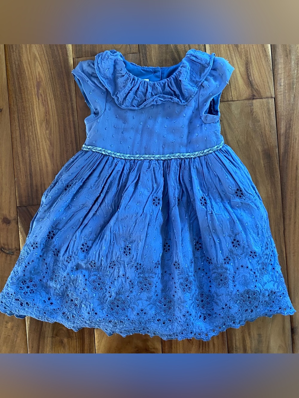 Laura Ashley Toddler Girl Blue Eyelet Lace Dress Size 2t